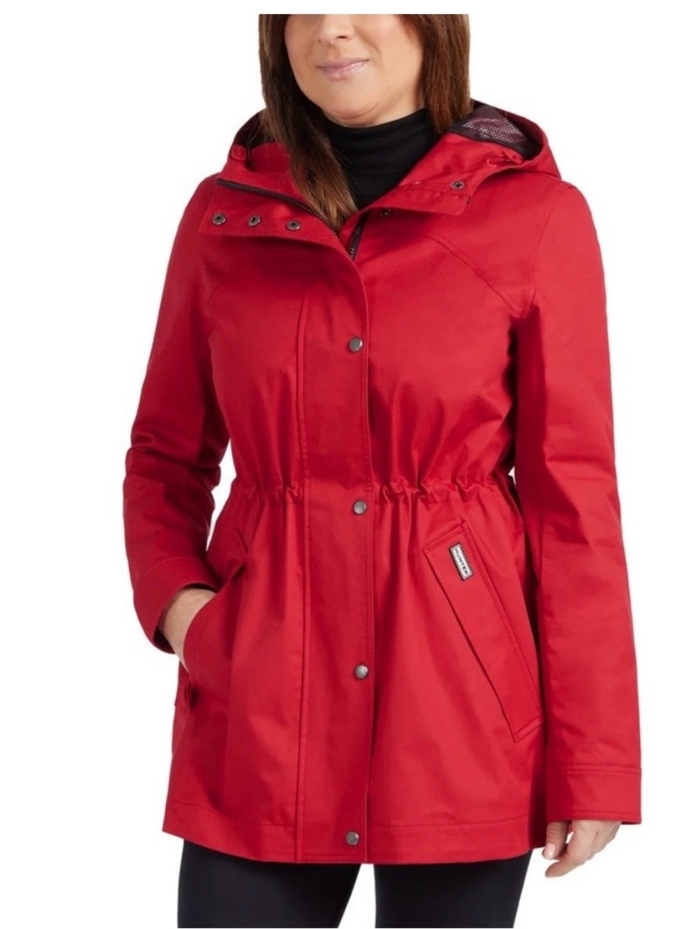 Hunter Red Hooded Women's Trench Coat